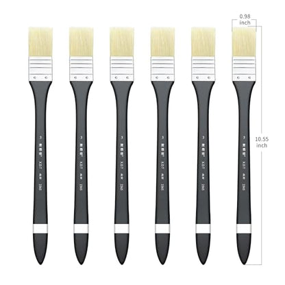 XDT#2365 Hake Artist Paint Brush 6 Piece Set #0.98in, Medium Stiff Hog Bristle Paint Brushes for Acrylic Painting, Acrylic Oil Watercolor - size: #0.98 6Pc