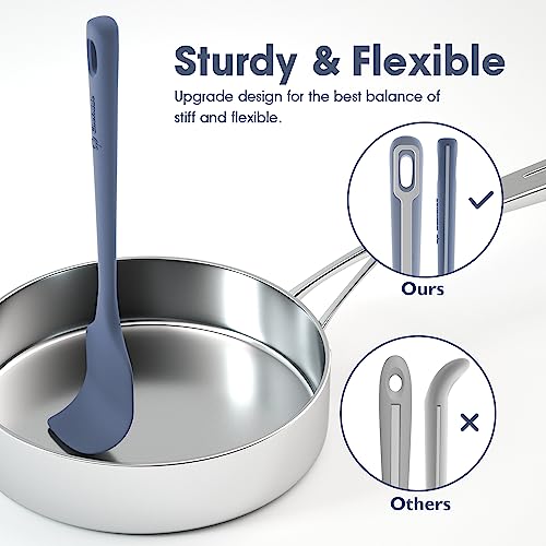 ChefAide 4 Pieces Silicone Spatula Set, Food Grade Rubber Spatula, Upgrade Strong Handle with Ergonomic Grip, Heat Resistant for Nonstick Cookware, Cooking - color: Blue, size: 4 pieces
