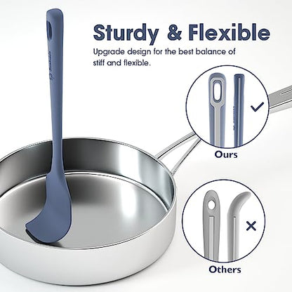ChefAide 4 Pieces Silicone Spatula Set, Food Grade Rubber Spatula, Upgrade Strong Handle with Ergonomic Grip, Heat Resistant for Nonstick Cookware, Cooking - color: Blue, size: 4 pieces
