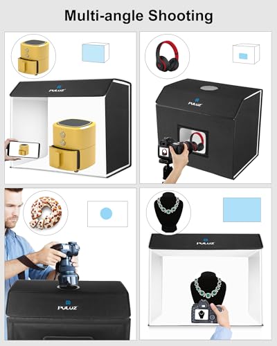 PULUZ 24x16 inch Photo Box, Large Photo Studio Light Box Photography, Professional 3000-6500k Dimmable Shooting Tent Kit with 672 LED Lights & 4 Backdrop for Jewelry and Food Product Photography - size: 24*16 Inch