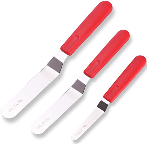 Cake Offset Spatula set of 4 6 8 inch Angled Icing Spatula Cake Decorating Frosting Knife, Red - size: Red icing spatula 6, 8, 10 inch