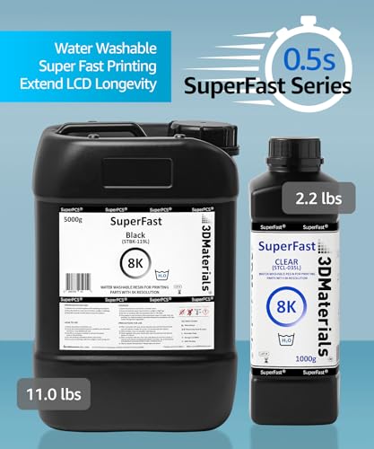 SuperFast 8K 3D Printer Resin Water Washable, 0.5 sec Print (1000g, White) - color: White, size: 1000g