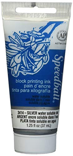 Speedball SPD-3414 Water Soluble Block Printing Ink, Silver, 1.3 oz - color: Silver