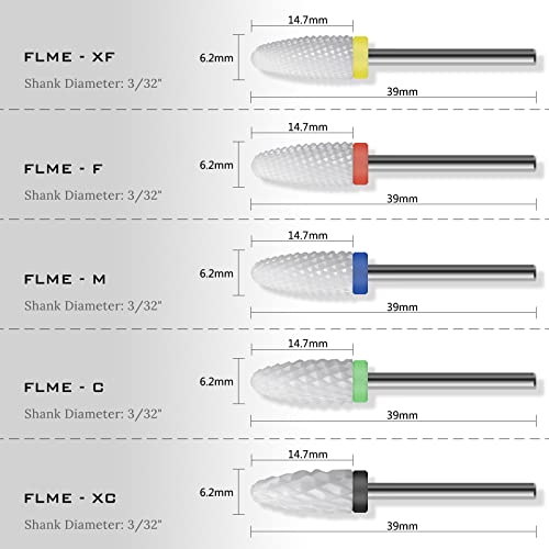 Ceramic Nail Drill Bit 10Pcs-3/32 Nail Drill Bits for Acrylic Nails,Professional Electric Nail Drill for Crystal Nail Extension Nail Removal,The Short Handle Does Not Shake., 1.0 Count - size: Combo 02