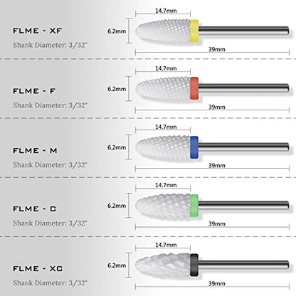 Ceramic Nail Drill Bit 10Pcs-3/32 Nail Drill Bits for Acrylic Nails,Professional Electric Nail Drill for Crystal Nail Extension Nail Removal,The Short Handle Does Not Shake., 1.0 Count - size: Combo 02