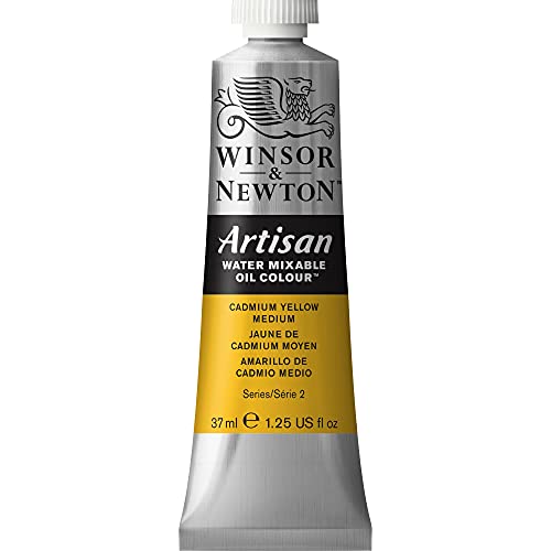 Winsor & Newton Artisan Water Mixable Oil Paint, 37ml Cadmium Yellow Medium | Clean with water; no solvents needed. Color depth, lightfastness, opacity/transparency are the same as traditional oils. - color: Cadmium Yellow Medium, style: 1.25-oz