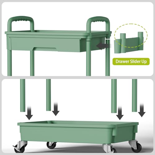 Sorgion 4 Tier Rolling Cart Organizer,Art Craft Diaper Bedside Snack Laundry Room Bathroom Organizer Narrow Thin Slim Rolling Trolley Utility Cart with Wheels for Kitchen,Office(Green) - size: 4Tier-Green