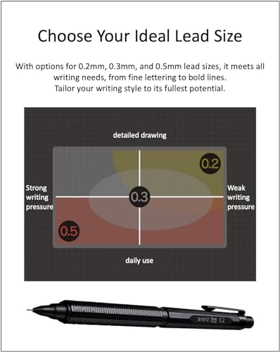 Orenz nero 0.2 HB Black Body + Ain 0.2 HB leads, original Black slim pen case - size: 0.2mm