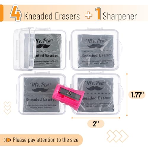 Mr. Pen- Kneaded Eraser Set, 4 Pack - color: Gray, size: 4 Pack, 2" x 1.77"