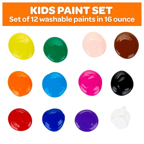 Crayola Washable Paint, Bulk Paint Set for Kids' Art Projects, 16 Oz, Nontoxic Craft Supplies, Teacher Classroom Must Haves, Ages 3, 4, 5, 12 Count, (Pack of 2) - size: 12 Count (Pack of 2), style: Washable Paints