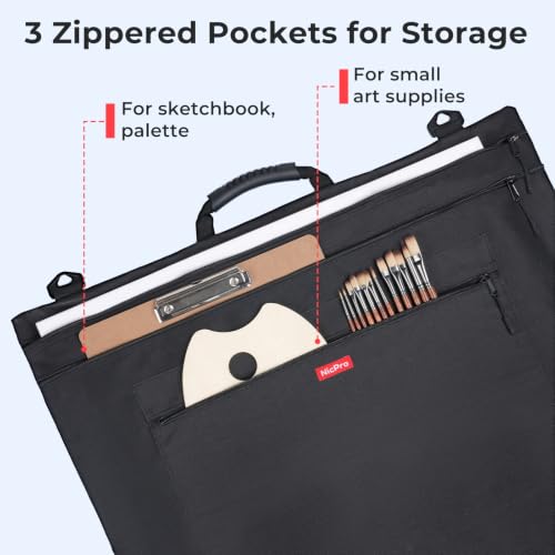 Nicpro Light Weight Art Portfolio Bag, 18" x 24" Art Canvas Portfolio Case - size: 18 x 24 inches