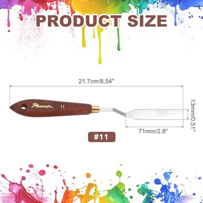 MECCANIXITY Pack of 1 Palette Knife No.11, 8.5" Long Palette Knives with Stainless Steel Flexible Spatula Pallet Knife and Wood Handle for Scraping, Mixing, Oil Acrylic Painting Canvas - style: No.11