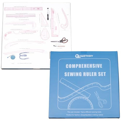 Acrylic Sewing Ruler Set，French Curve Pattern Rulers Kit for Tailors Designers Precision Pattern Making Guides Quilting and DIY Supplies (Ruler Set 4-15Pcs) - color: Pink Ruler Set 4-15Pcs