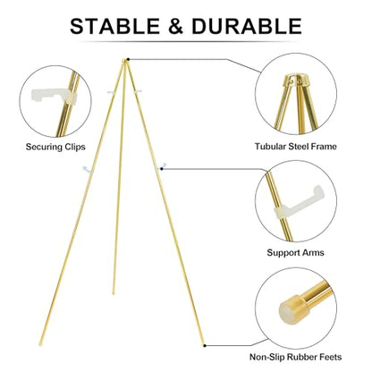 Easel Stand for Sign 63'' Art Easels for Display Wedding Welcome Poster Stand Portable Floor Metal Easel Gold