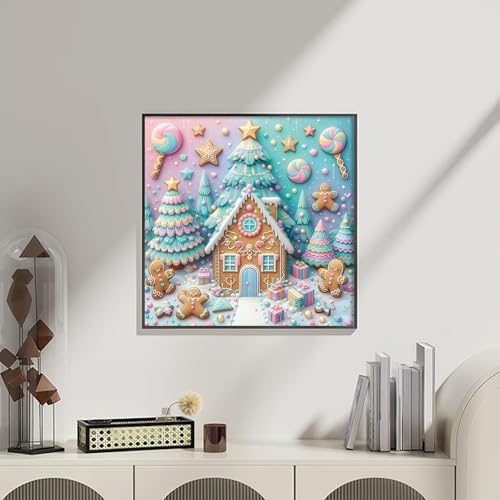 Shouruihua Quirky Gingerbread House & Candyland Diamond Art Kits | Candy House, Gem Art, Diamond Dotz Kits, Diamond Dots, Full Round Drill Diamond Painting Kits for Adults, 11.8x11.8 in - color: Candyland