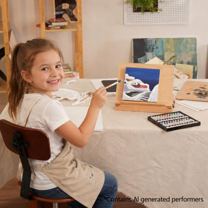 DJAR 49 Pcs Acrylic Paint Set with Tabletop Easel Box, 24 Colors - style: Tabletop Easel Set