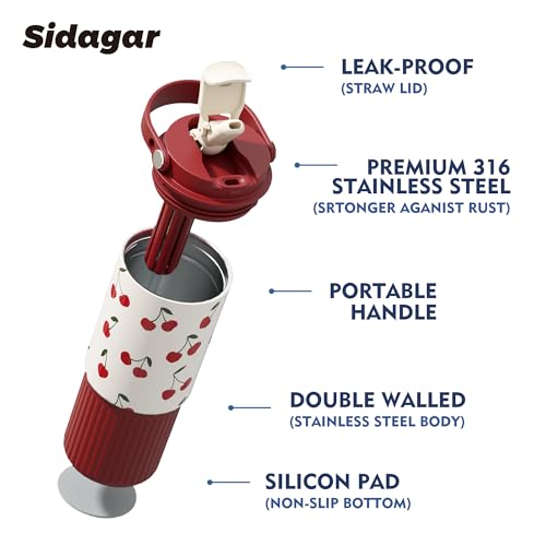 26 oz Insulated Stainless Steel Tumbler with Straw & Handle Red - color: Cherry Red