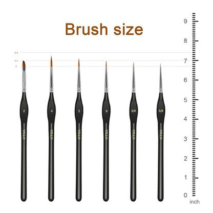6Pcs Miniature Paint Brushes Set with Triangular Handles - for Acrylics, Oils, Watercolors & Paint by Number, Figurine（2PACK）(Black) - size: 12PCS