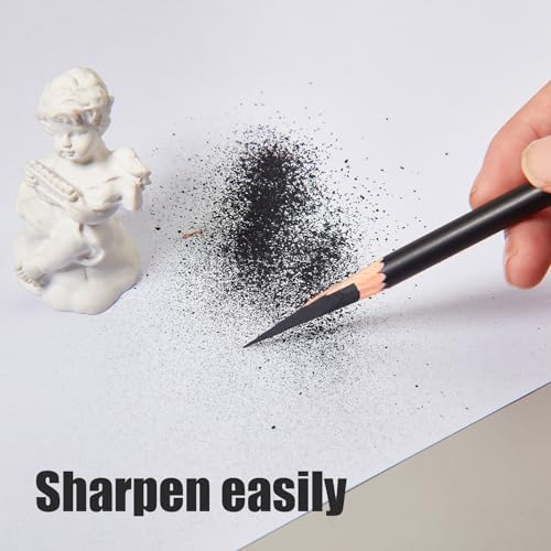 Geyoga 36 Pcs Professional Charcoal Pencils Soft, Medium and Hard for Drawing Charcoal Pencils for Sketching Shading Drawing Blending Portrait(Black, Hard) - style: Hard
