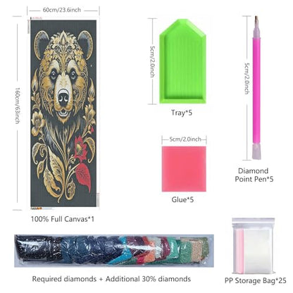 ZHUMUTO Large Diamond Painting Kits for Adults Ornate Black Bear - color: LZMT052