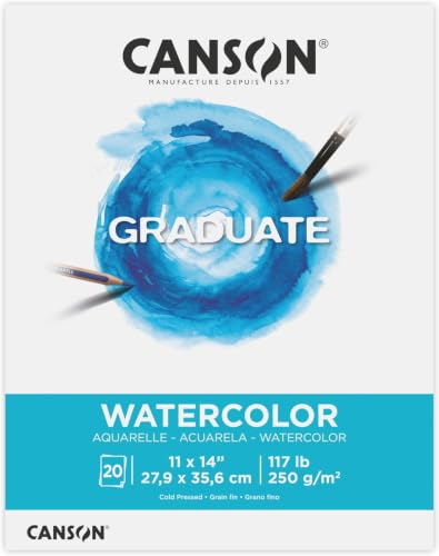 Canson Graduate Watercolor Pad, Foldover, 11x14 inch, 20 Sheets | Artist Paper for Adults and Students - Painting, Gouache, Mixed Media and Ink (Pack of 12) - size: 11x14 inch (Pack of 12)
