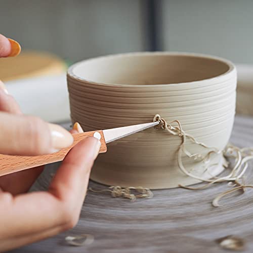 Healifty Clay Fettling Knife Set 2-Piece Wooden Handle Carving Tools for Pottery Sculpting Modeling Wax Carving Craft Cutter Tool for Ceramics and DIY Projects 8.26In