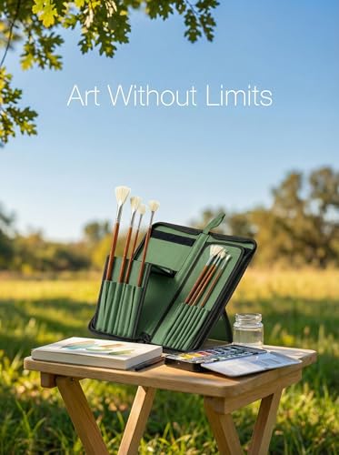 DUGATO Long Brush Holder & Organizer, Canvas Case 5.7 x 14.8 in, Green - color: Green, size: Large 5.7x14.8 inches