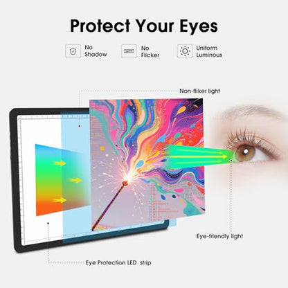 Rechargeable A4 Light Pad with Carry Bag, Super Bright Tracing Light Box with 6 Levels of Brightness, Side Physical Buttons & 3 Colors, Wireless Light Board for Diamond Painting, Drawing, Sketching - style: Rechargeable A4 with Bag (Black)