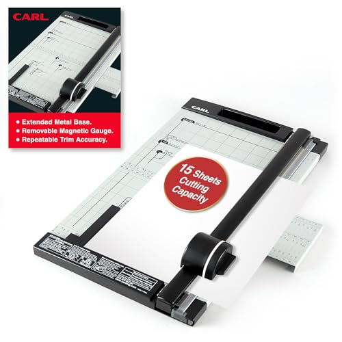 Carl, Professional Rotary Paper Trimmer 15-inch, 15 Sheet Cutting Capacity, Black and Silver - size: 15-inch