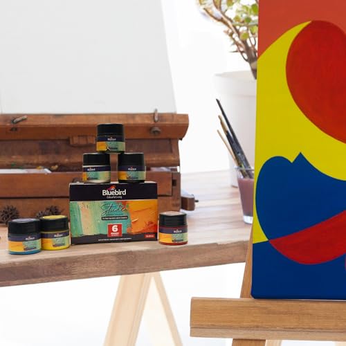 BLUEBIRD Studio Acrylic Paints, Primary Colors, 6-Pack 0.85 Fl Oz each, Basic Acrylic Paint For Students & Beginner Artists - color: PRIMARY COLORS, (6-Pack, 0.85 Fl Oz each)