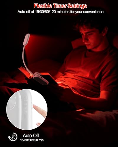 630nm Red Book Light for Reading at Night - Zero Blue Light, Dimmable Reading Lights for Books in Bed, LED Book Lamp Clip on, Gift for Students Parents Nurse Studying Travel (2 Pack) - size: White-2 Pack