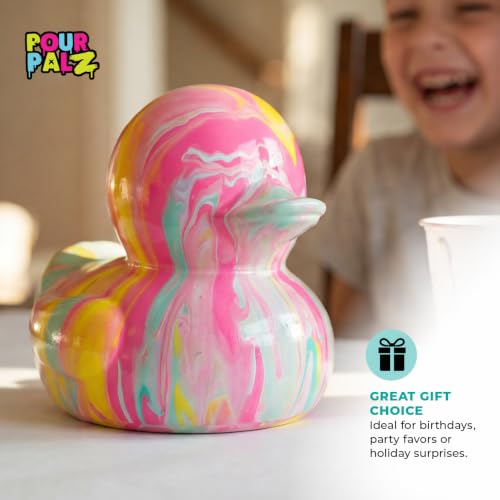 Paint Pour Duck DIY Paint Pouring Art Kit for Kids & Adults, Collectible Duck Figure Craft Set, Paint Your Own DIY Art Activity Kit with Acrylic Paints, Ages 5+, Golden Dream - color: Gold