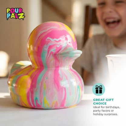 Paint Pour Duck DIY Paint Pouring Art Kit for Kids & Adults, Collectible Duck Figure Craft Set, Paint Your Own DIY Art Activity Kit with Acrylic Paints, Ages 5+, Golden Dream - color: Gold