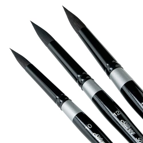 Silver Brush Limited Black Velvet Large Rounds Watercolor Brush Set, 3pc - color: Large Short Handle Rounds, size: 3 Pc