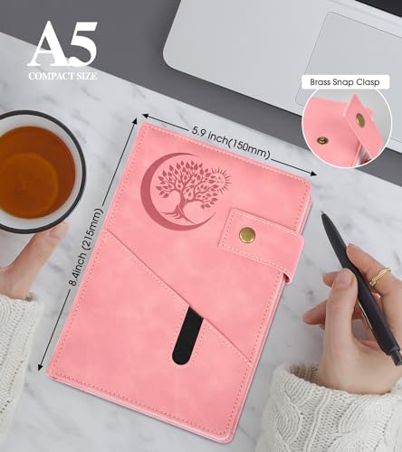PAIBAS Blank Journal Notebook, A5 Hardcover Leather Sketchbook with 200 Pages Thick Blank Paper for Men Women, Unlined Drawing & Writing Journal, 5.9" x 8.4" Plain Notebook (pink) - color: Pink, size: Blank Page
