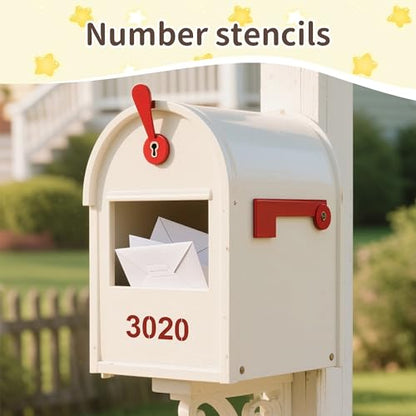 4Inch Number Stencils,10Pcs Plastic Stencils Reusable Curb Stencil Kit | Washable 0-9 Large Number Stencil for Address Painting,Digital Templates for Spray Painting,DIY Crafts,Address Signs - size: 4Inch