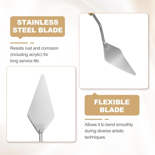 HARFINGTON Palette Knife Painting Tool 2.76" x 1.3" Stainless Steel Teardrop Blade 8.66" Length Spatula Painting Pallet Knives with Hole Beech Wood Handle for Oil Acrylic Canvas, Red/Silver - size: 8.66" x 1.3" x 2.76"