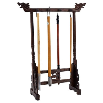 PH PandaHall 8-Pin Wood Calligrapghy Brush Holder Chinese Brushes Hanging Holder Japanese Calligraphy Pen Hanger Carving Sumi Brush Stand Wenge Writing Brushes Rack for Beginners Students Professional - size: 8-Pin