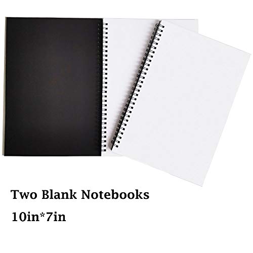 Twinkle Spiral Notebooks, Blank Notebooks, Thick Paper, 60 Sheets, 10" X7”, 2 Pack (Black, Blank) - color: Black