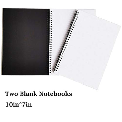 Twinkle Spiral Notebooks, Blank Notebooks, Thick Paper, 60 Sheets, 10" X7”, 2 Pack (Black, Blank) - color: Black
