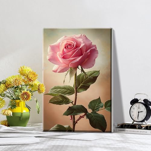ATDMS Paint by Numbers Kit for Adults with Easel Flowers Paint by Number with Frame DIY Floral Paint by Number with Easel Adult Paint by Number Kits on Canvas Framed for Home Wall Decor 8x12 Inch - color: Flower 45