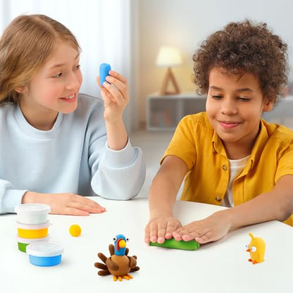 HEY CLAY Modelling Air-Dry Clay with Fun Interactive App - Non-Toxic, Non-Stick Modeling Clay Crafts Set for Kids Ages 3 to 8-3 cans (Farm Birds: Goose) - color: Goose