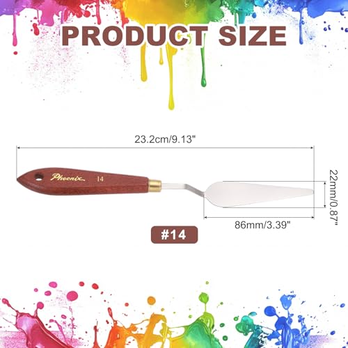 MECCANIXITY Pack of 1 Palette Knife No.14, 9.1" Long Palette Knives with Stainless Steel Flexible Spatula Pallet Knife and Wood Handle for Scraping, Mixing, Oil Acrylic Painting Canvas - style: No.14
