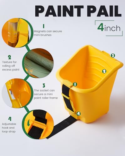 Voomey Paint Bucket Hand Held 4in Foam Rollers Kit 18pcs for Detail Work - color: Paint Bucket Kit & Foam Rollers