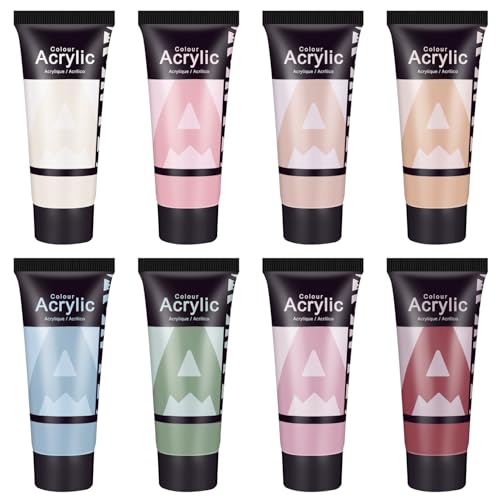AUREUO Morandi Acrylic Paint Set - 8 Muted Colors x 0.71 Fl Oz/21ml Tubes, Vintage Neutral Earthy Tones for Canvas Painting, DIY Crafts, Home Decor, Wall Art Non-Toxic Matte Finish - color: 8 Morandi Colors, size: 0.71 Fl Oz (Pack of 8)
