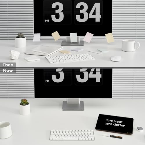 Yeoux Desk Black Glass Dry Erase Board with Reversible Wood Stand 6.7"x9.5" - color: Walnut-black Horizontal