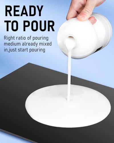 Nicpro White Metallic Pearl Color Acrylic Pour Paint, 33.8oz Pre-Mixed | Pouring Paint Supplies with Silicone Pour Oil, Gloves for Canvas,Rock,Wood Cell Creation Flow DIY Art Painting, Ready to Pour - color: 33.8oz-metallic white