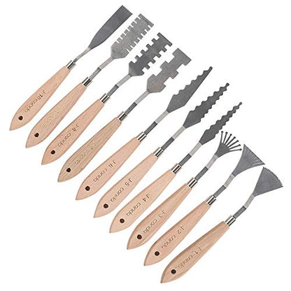 Conda 2 set of 10pcs Different Shapes Stainless Steel Spatula Palette Knife and red 5 piece palette knife