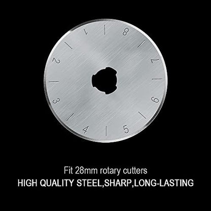 HEADLEY TOOLS 28mm Rotary Cutter Blades 10 Pack Fits Olfa, Fiskars, Replacement Rotary Blade for Arts Crafts Quilting Scrapbooking Sewing, Sharp and Durable - size: 28mm 10pcs