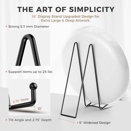 TR-LIFE 16 Inch Heavy Duty Plate Stand (4 Pack) - Metal Display Easel for Large Plates, Picture Frames, Signs, Posters, and Decorative Platters - size: 16 Inch